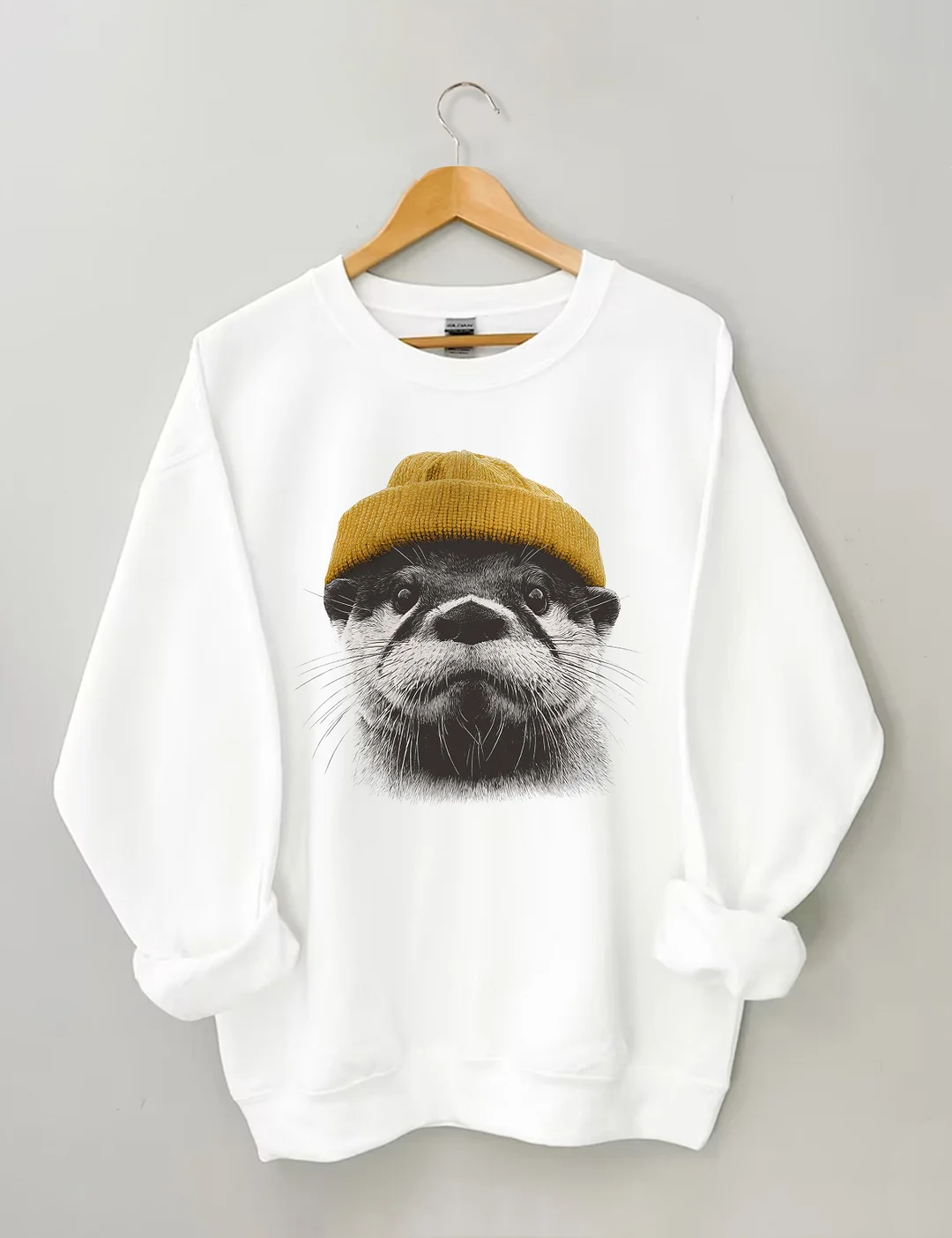 Otter Wearing Beanie Sweatshirt