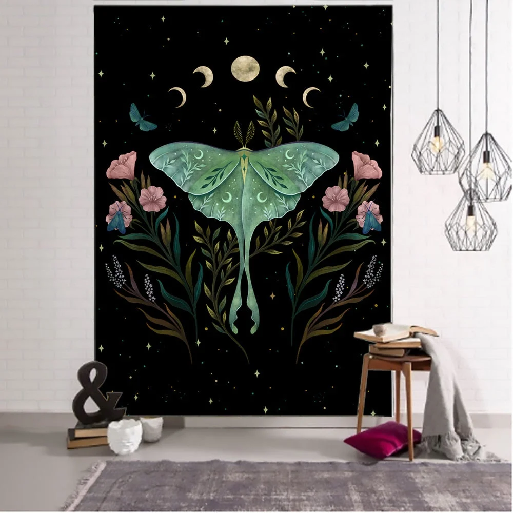 Simple Tarot Flower Butterfly Pattern Tapestry Blanket Psychedelic Witchcraft Wall Hanging Bohemia Gypsy Home Bedroom Decorating