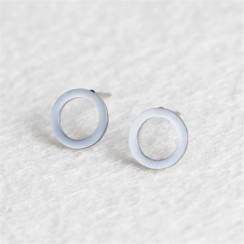 Simple Hollow Round Stainless Steel Earrings
