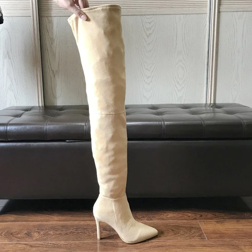 2021 Brand Women Boots Fashion High Heels Stretch Slim Over The Knee High Long Boots Winter Female Thigh High Boots Shoes