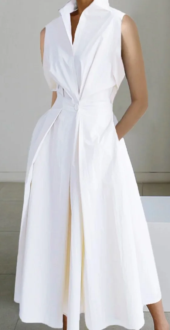 Casual Printed Sleeveless Midi Dress