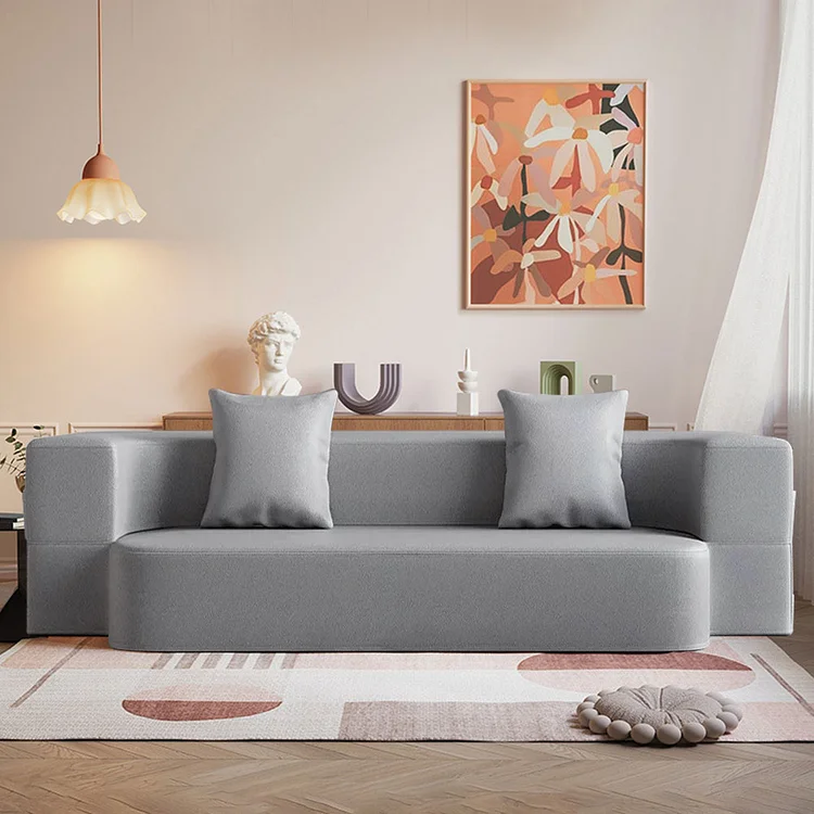 Homemys 78.7" Modern Folding Sofa Bed Upholstered Sofa Leath-Aire Sofa
