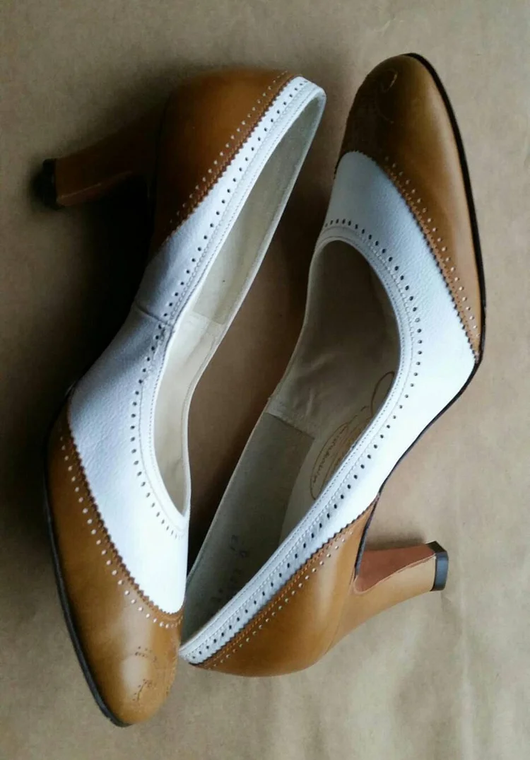 Brown and White Custom Vintage Shoes Vdcoo
