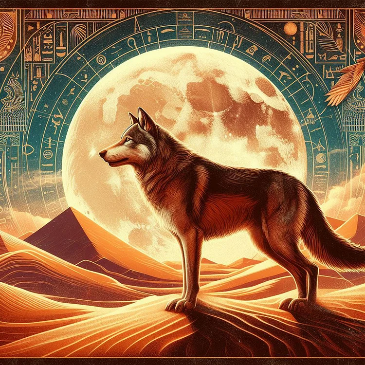 Ancient Egypt Moon And Wolf 40*40CM (Canvas) Full Round Drill Diamond Painting gbfke