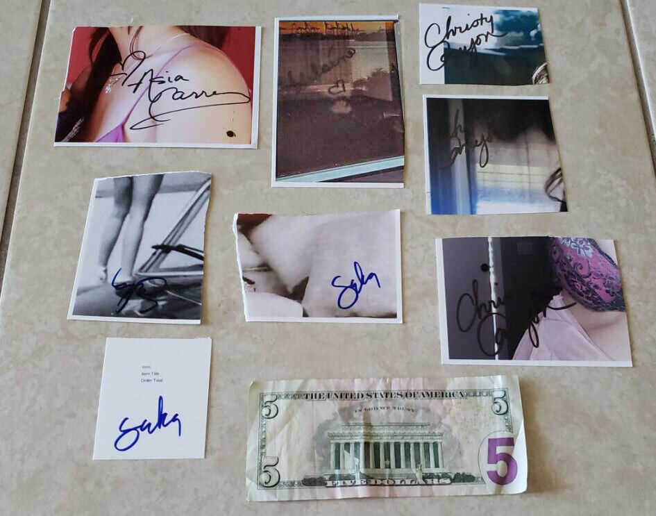 Adult Stars AUTOGRAPH CUT LOT: Asia Carrera, Seka, Christy Canyon +