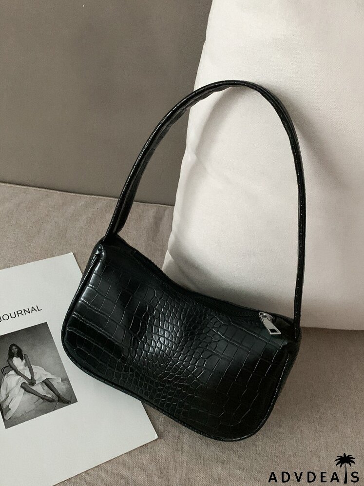 Croc Embossed Baguette Bag