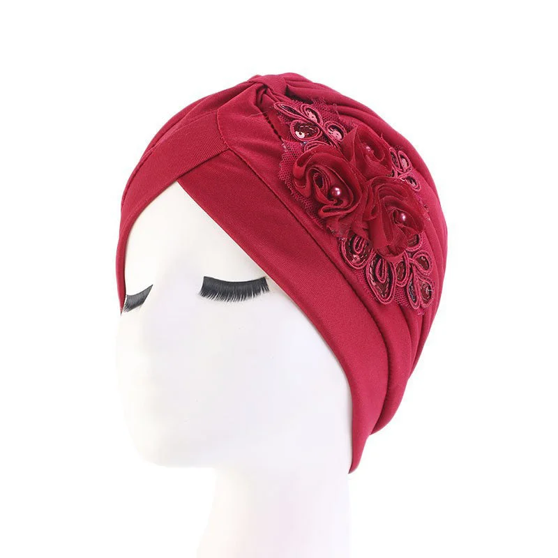 Women's Solid Color Three-dimensional Flower Baotou Cap  Hat