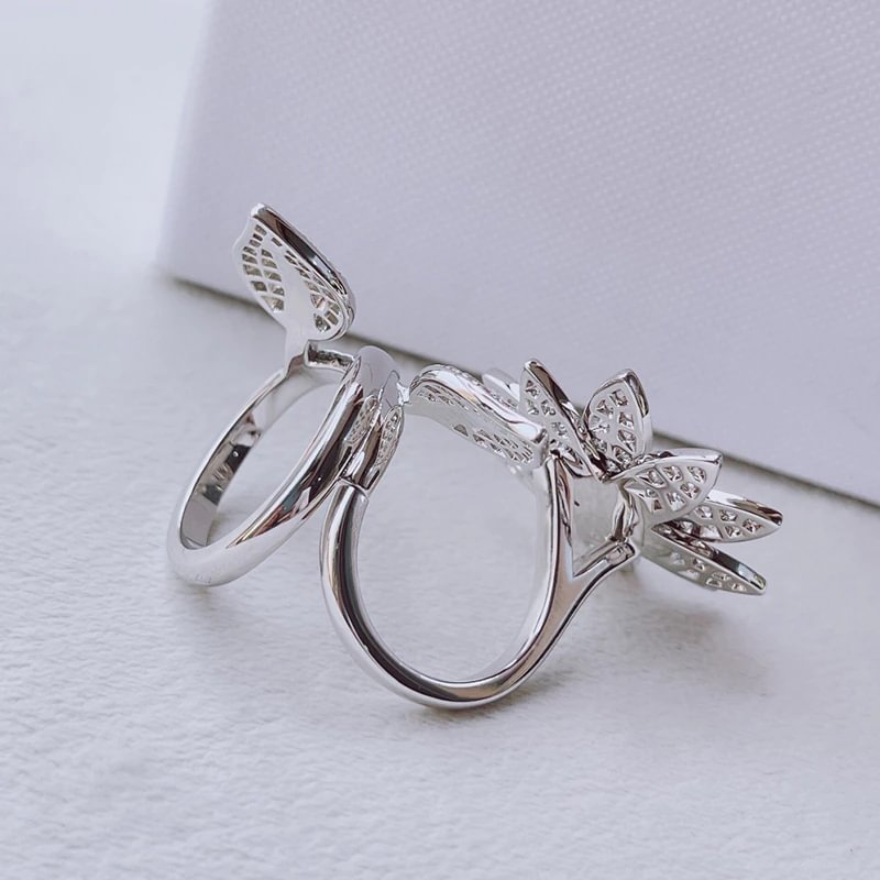 Pure 925 sterling silver high quality hot sell brand female luxury jewelry lotus zircon ring European flower ring jewelry gift