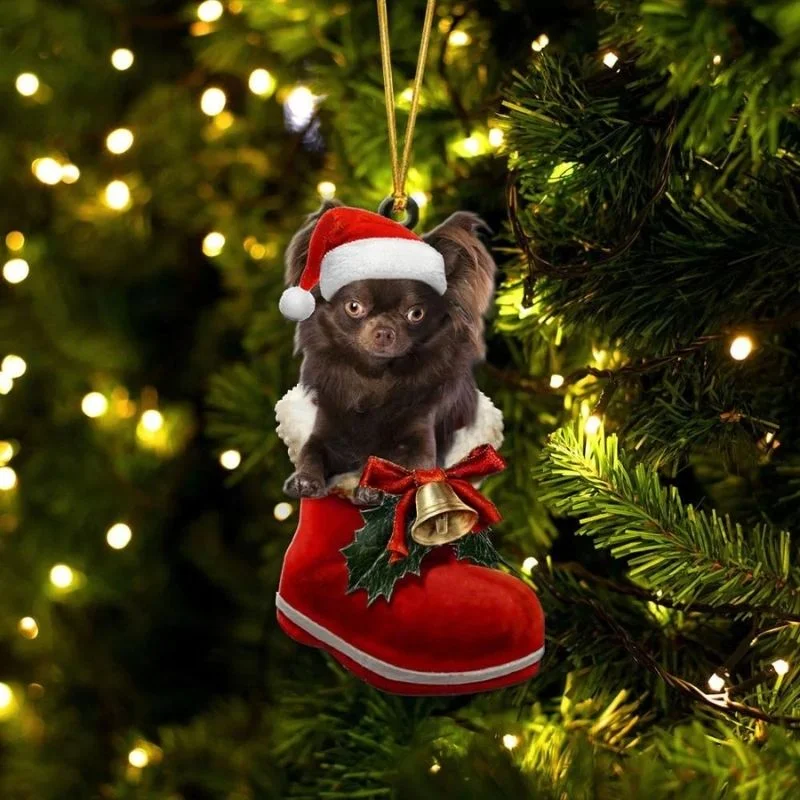 VigorDaily Chihuahua Chocolate In Santa Boot Christmas Hanging Ornament SB141