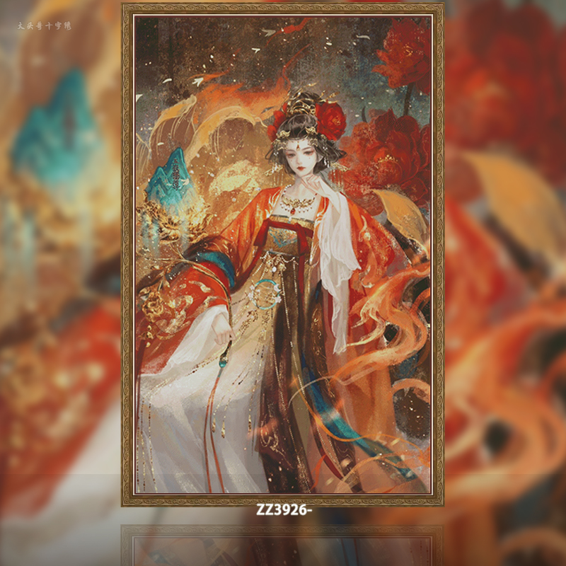 [ZZ3926-Peony anthropomorphic picture] Painting Fairy Cross Stitch