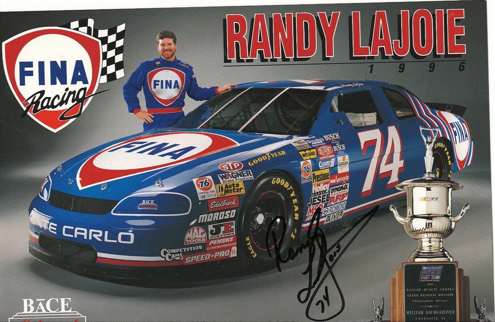 RANDY LAJOIE WINSTON CUP DRIVER RARE SIGNED Photo Poster painting