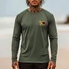 Men's Vintage Surfing Hawaii Print Crew Neck Long Sleeve T-Shirt by Inlyline