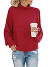 Share  Photo by Supplier   Women's Sweater Pullover Jumper Knitted Solid Color Basic Casual Chunky Long Sleeve Loose Sweater Cardigans Turtleneck Fall Winter Light Blue Green White-KZyou