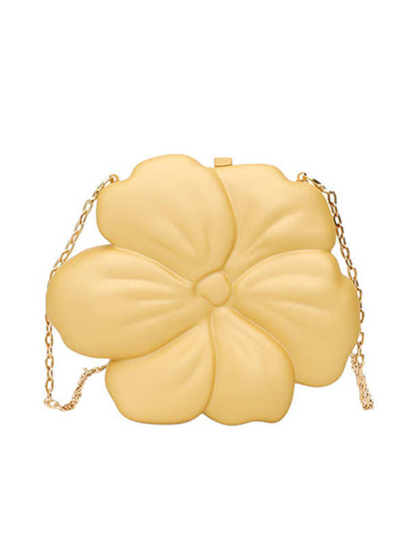 Shiny Flower Shape Chains Crossbody Bags GOLD-One_size