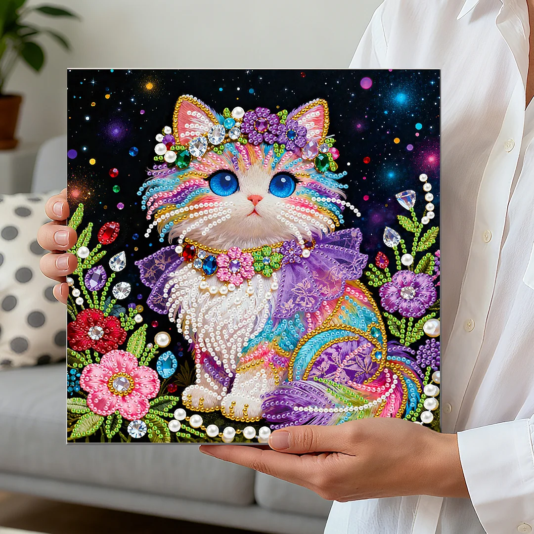 Cat Art Diamond Painting Kit for Adults Home Decor 25x25cm With Frame