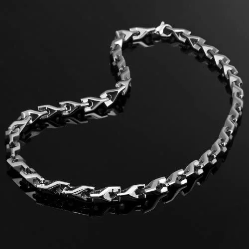 Men's Tungsten Silver Toned Link Chain Necklace
