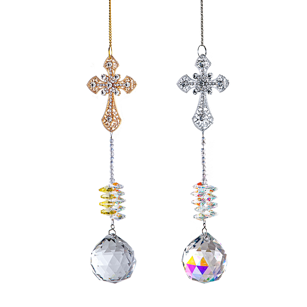 

Crystal Ball Cross Hanging Pendant Home Garden Car Decoration, Gold, 501 Original