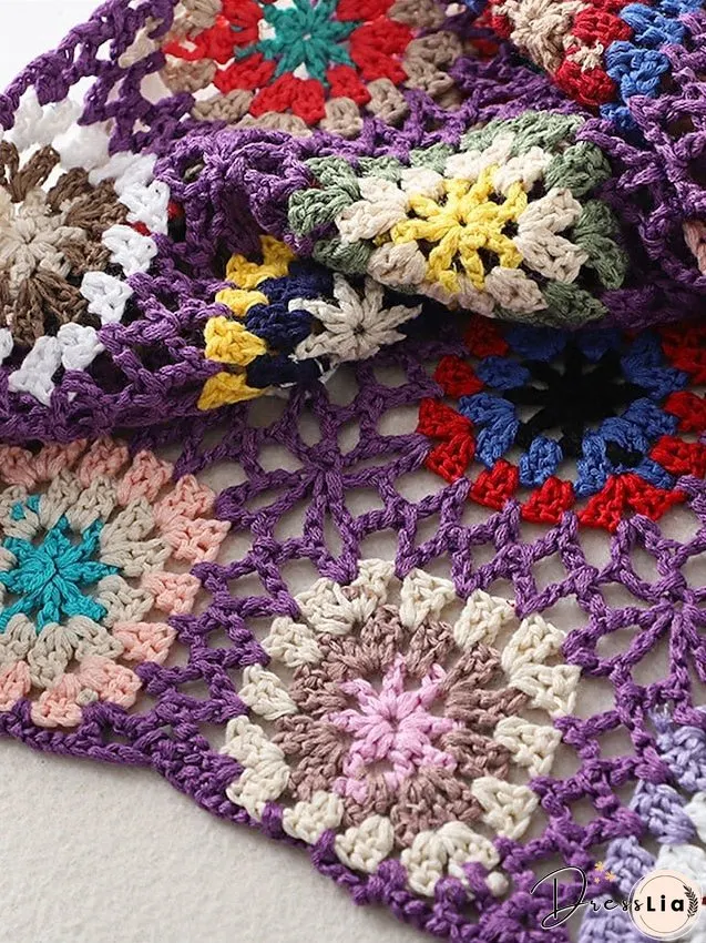 Women's Sweater Vest Jumper Crochet Knit Embroidered Hole Floral Square Neck Stylish Sexy Daily Holiday Summer Spring