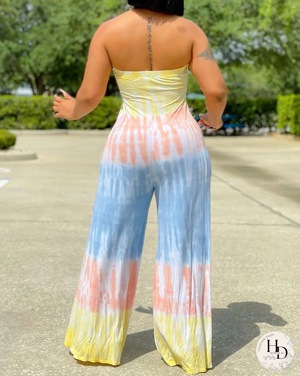 Colorblock Bandeau Ruched Jumpsuit