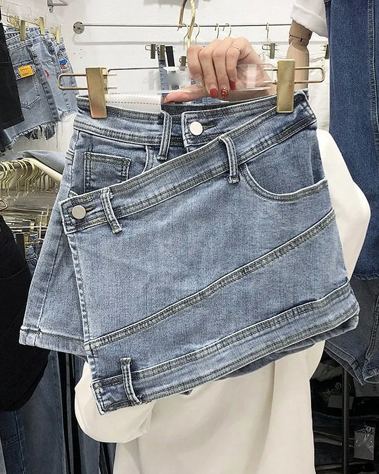 Denim Wide Leg Shorts for Women
