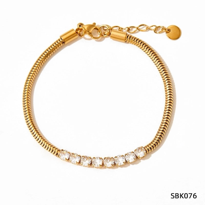 3 Pieces 304 Stainless Steel Titanium Steel 16K Gold Plated White Gold Plated Gold Plated Retro Plating Inlay Geometric Bracelets Necklace