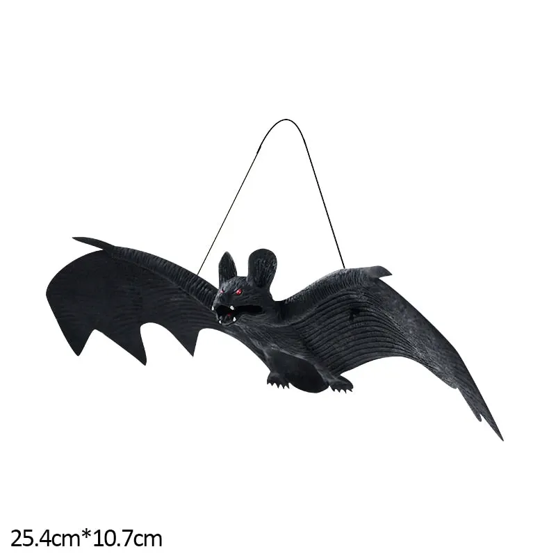 1pc Lifelike Fake Bat Halloween Hanging Decoration Haunted House Horror Props Halloween Party DIY Ornament Soft Bat Kids Toy