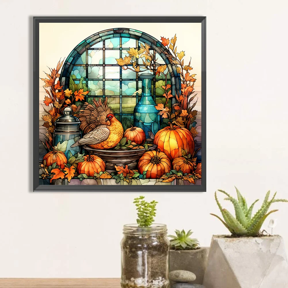 Diamond Painting - Full Round Drill - Pumpkin Turkey(Canvas|40*40cm)