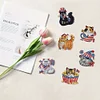 (US Only)6pcs 2D Flat Acrylic Independence Day Cat DIY Diamond Painting Fridge Magnets