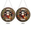 (US Only)2D Flat DIY Cow Flowers Diamond Art Pendant Window Hanging Art for Home Decor