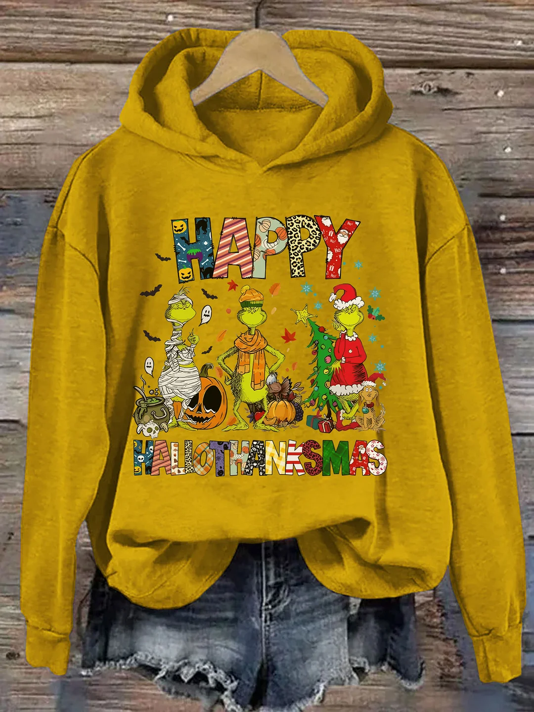 Funny Grinch Hallothanksmas Hoodie
