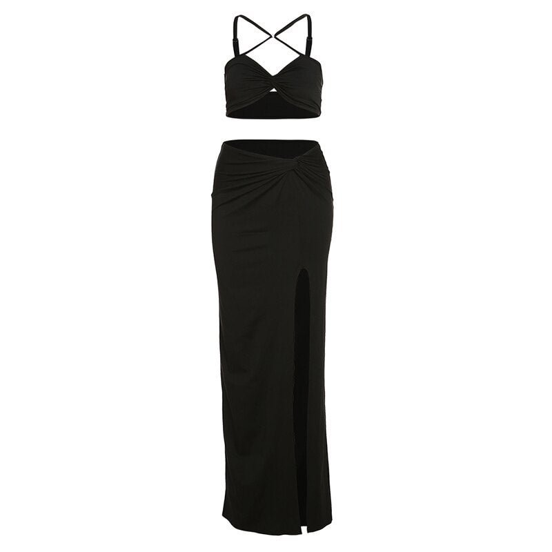 Nibber two piece set Women Sexy Camisole Skirt Matching Set Sleeveless Strappy Crop Top Dress Fashion Sexy Elegant Going Out