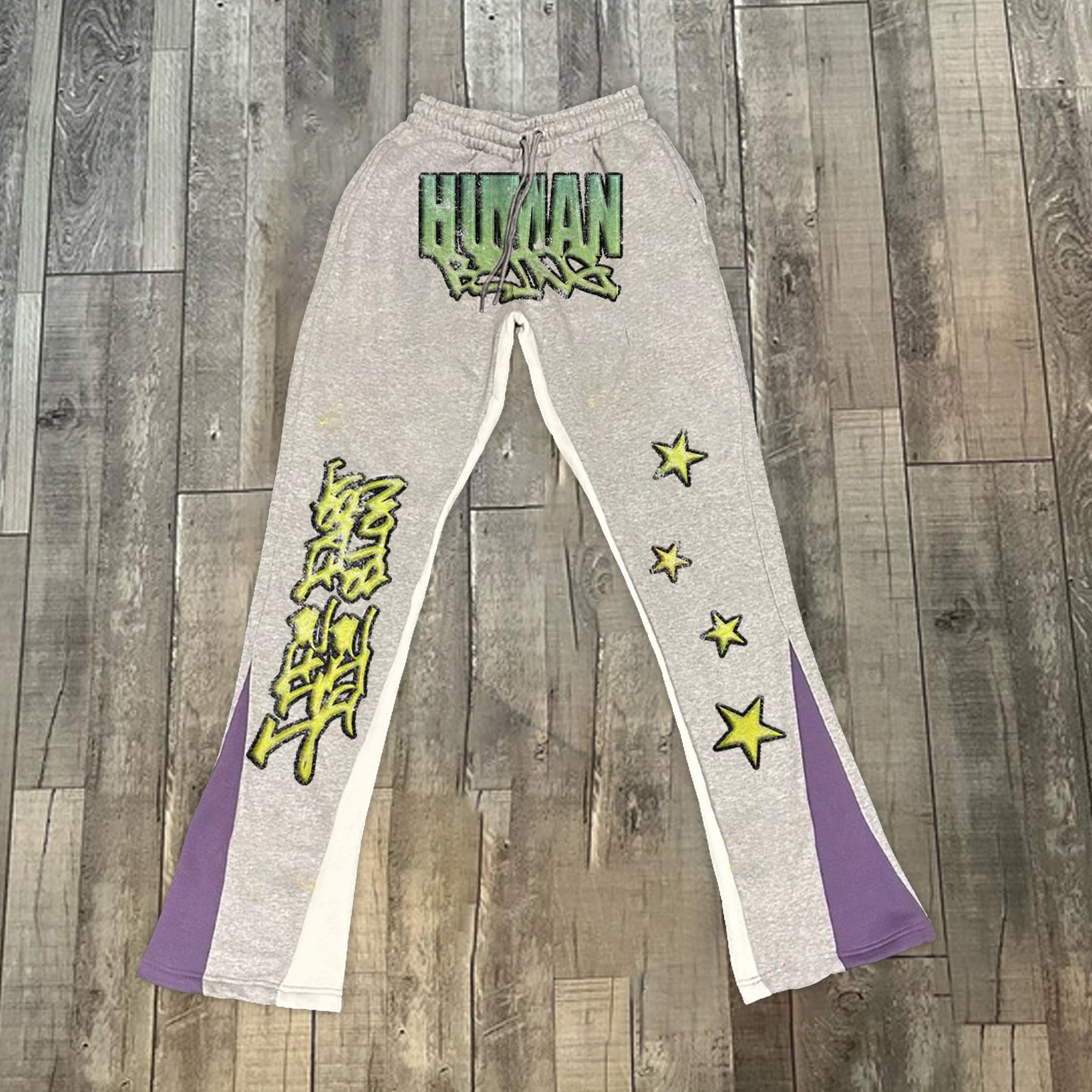 Star print casual street flared trousers
