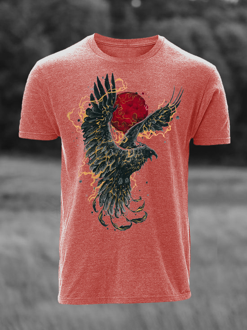 Lightning Bird Print Short Sleeve T-Shirt