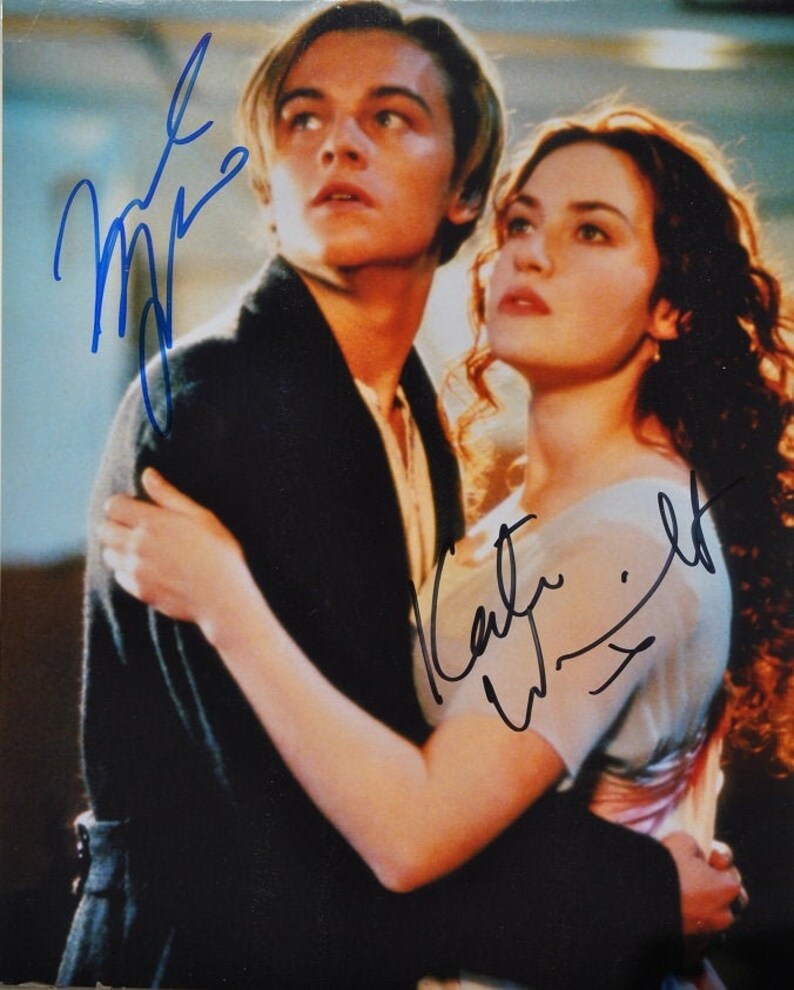 LEONARDO DiCAPRIO & Kate Winslet TITANIC HandSigned Autograph 8x10 Photo Poster painting wCoA