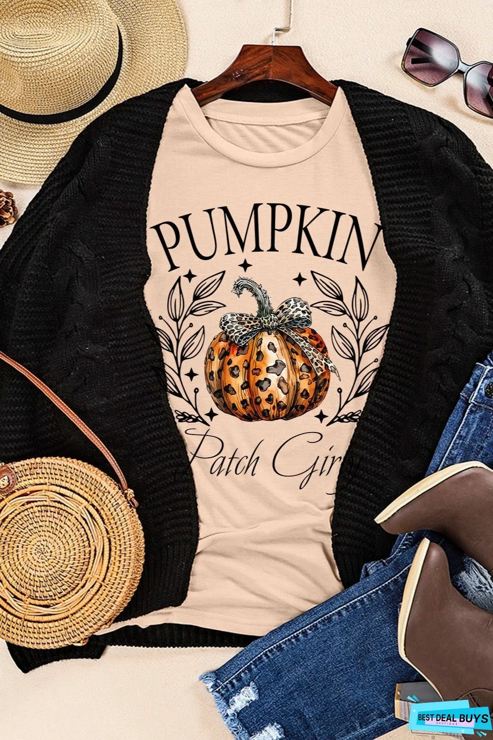 Pumpkin Graphic Round Neck Short Sleeve T-Shirt