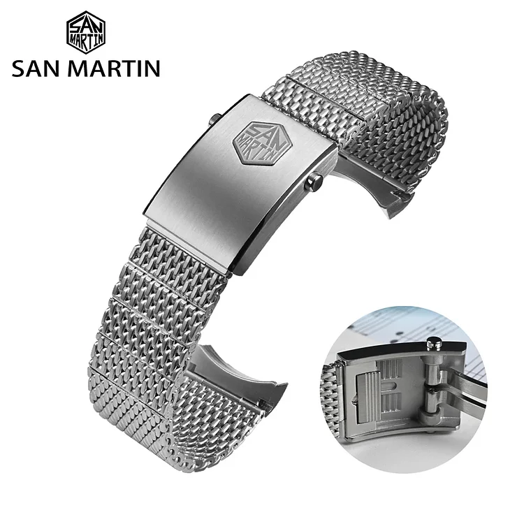 San Martin Mesh Milanese Bracelet With Fly Adjustable Clasp San Martin Watch San Martin Watch
