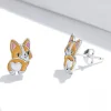 925 Sterling Silver Corgi Stud Earrings 