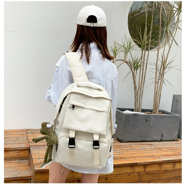 Canvas Female Campus Large-capacity Backpack Fashion All-match Student Tooling Style Backpacks Male Multifunctional Travel Bolsa 711-1