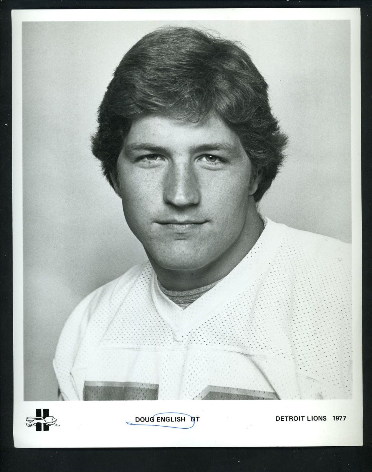 Doug English 1977 Team Issued Press Photo Poster painting Detroit Lions