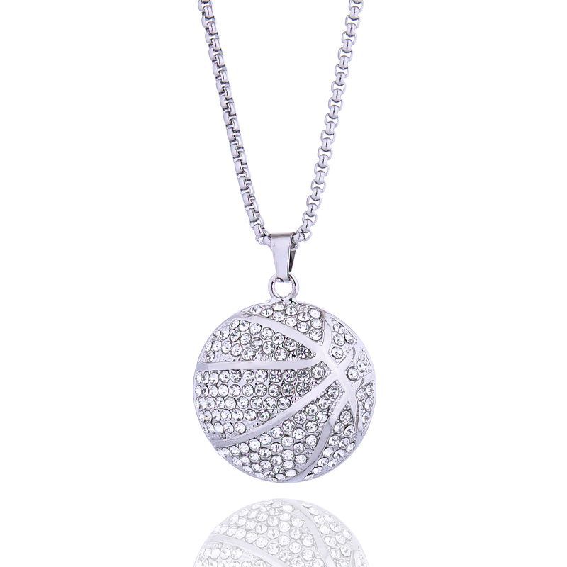   Men's Hip Hop Diamond Basketball Pendant Necklace