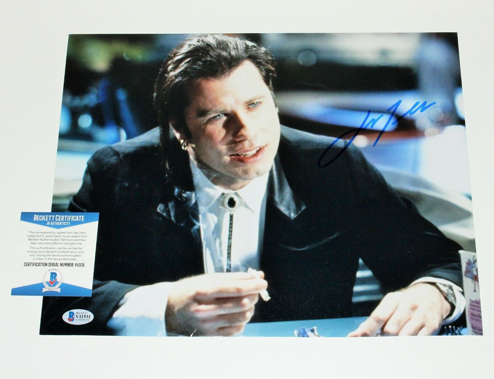 JOHN TRAVOLTA *SIGNED* PULP FICTION 11x14 MOVIE Photo Poster painting BECKETT COA VINCENT VEGA