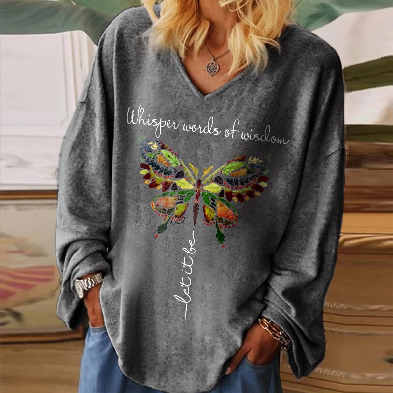 Whisper Words Of Wisdom Printed Butterfly Women's T-shirt