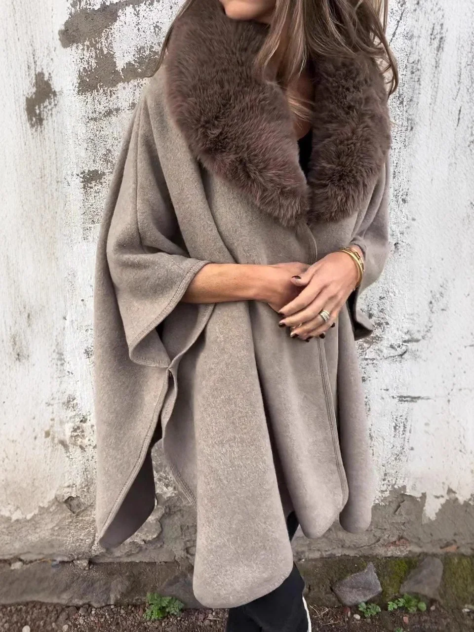 Nigikala Nigikala New Women's Autumn And Winter Loose Long Sleeve Big Collar Collar Coat