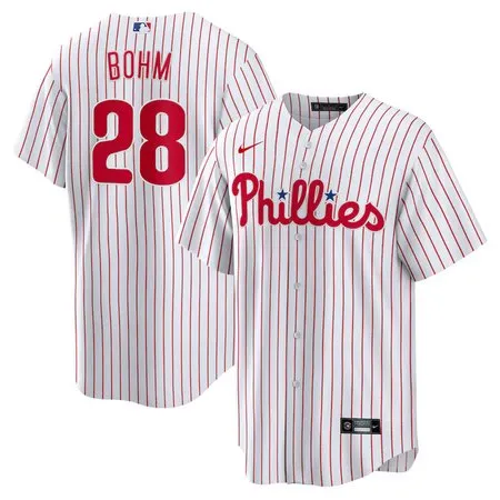 Men's Philadelphia Phillies #28 Alec Bohm  White Replica Player Jersey