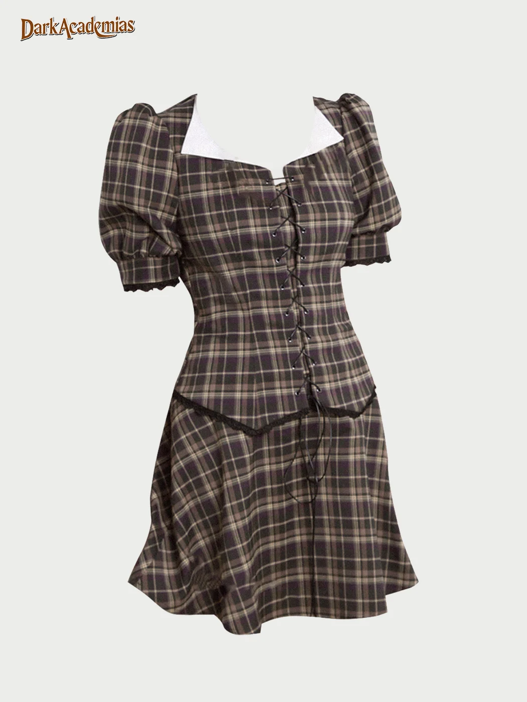 Parisian Tribute Vintage Check Dress / DarkAcademias /Darkacademias