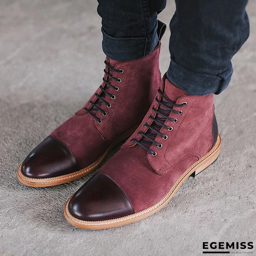 Handmade Color Stitching Suede Ankle Boots | EGEMISS