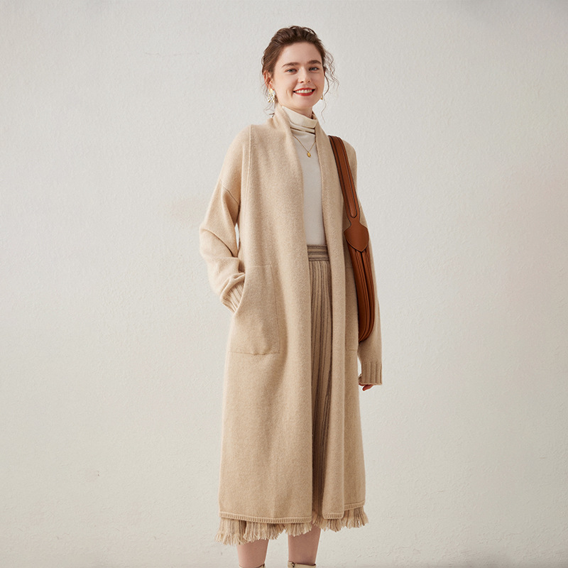 Women's Cashmere Coat Below Knee Length REAL SILK LIFE