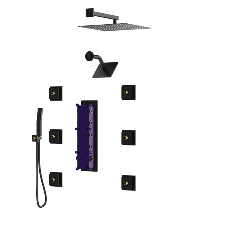 Wall Mount Dual Rain Shower Head System in Matte Black | EVERSTEIN