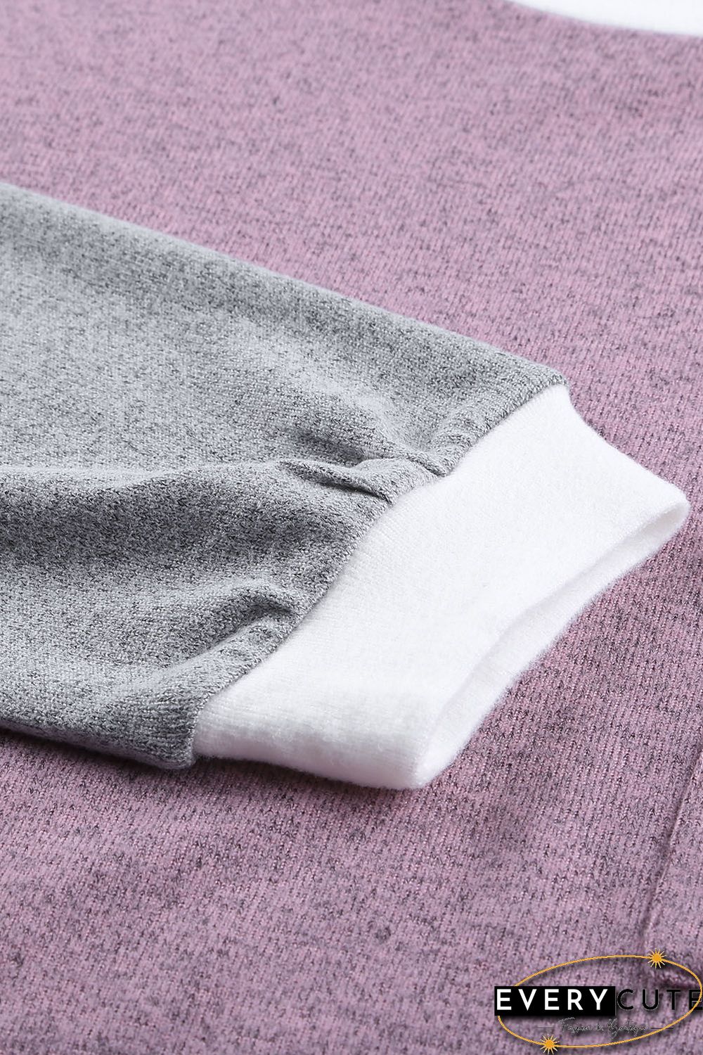 Splicing Sleeve Pink Knit Top