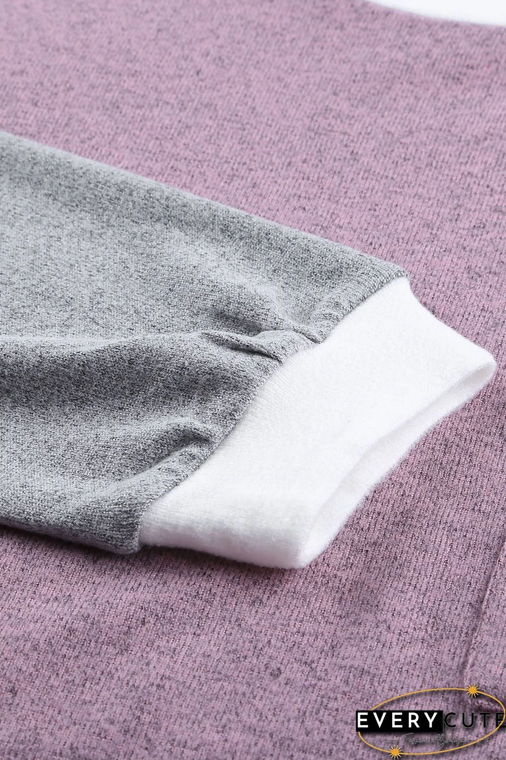 Splicing Sleeve Pink Knit Top